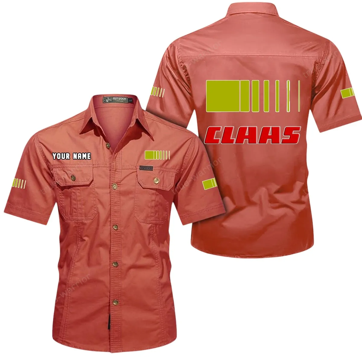 Tractor Lovers Gift Short Sleeved Shirt, Button Up Shirt Exclusive Logo For Car Owners CAR444052625961 - Red