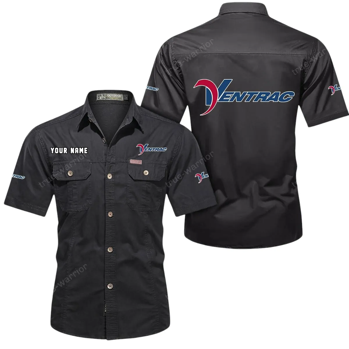 Tractor Lovers Gift Short Sleeved Shirt, Button Up Shirt Exclusive Logo For Car Owners CAR444052625965 - Black