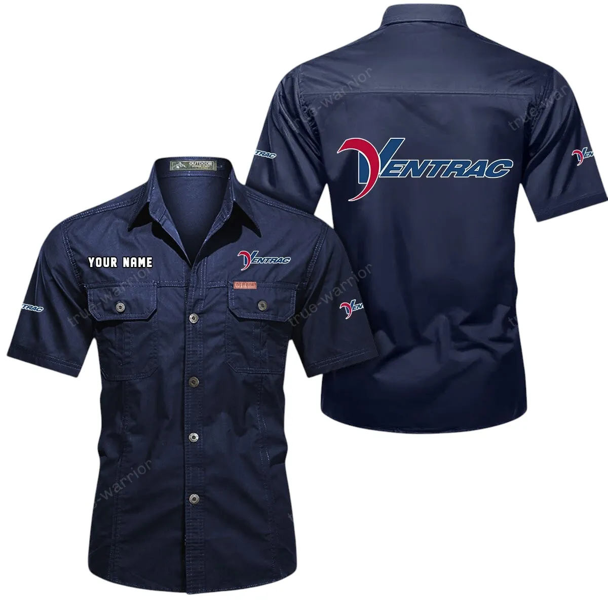Tractor Lovers Gift Short Sleeved Shirt, Button Up Shirt Exclusive Logo For Car Owners CAR444052625965 - Dark Blue