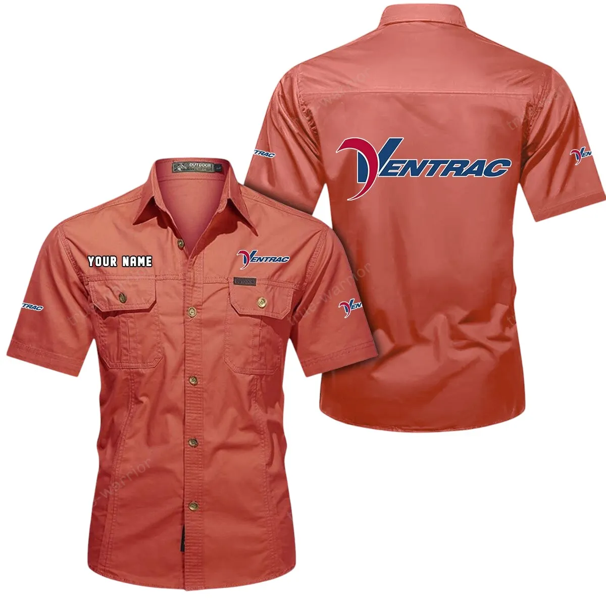 Tractor Lovers Gift Short Sleeved Shirt, Button Up Shirt Exclusive Logo For Car Owners CAR444052625965 - Red
