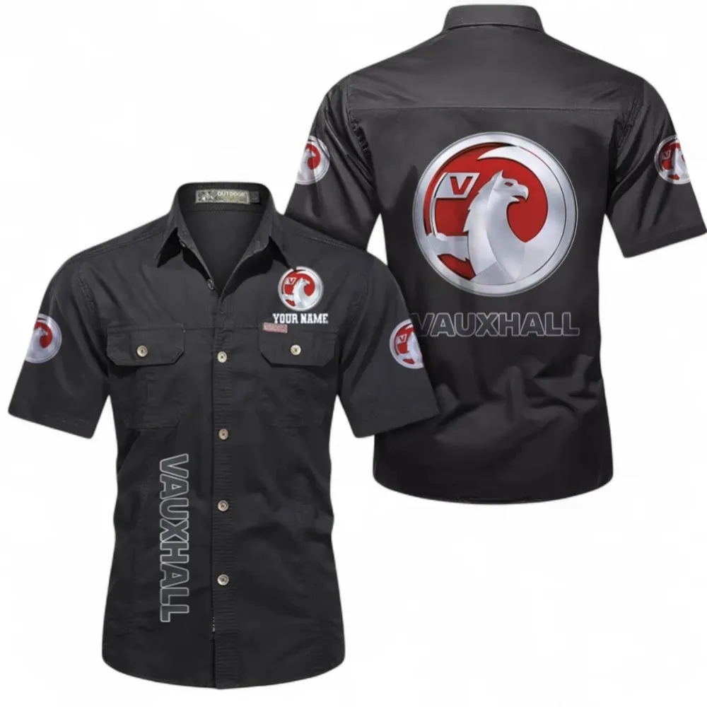 Tractor Short Sleeved Shirt, Button up Shirt Exclusive Logo For Car Owners, Custom Name CAR392072125840-Black