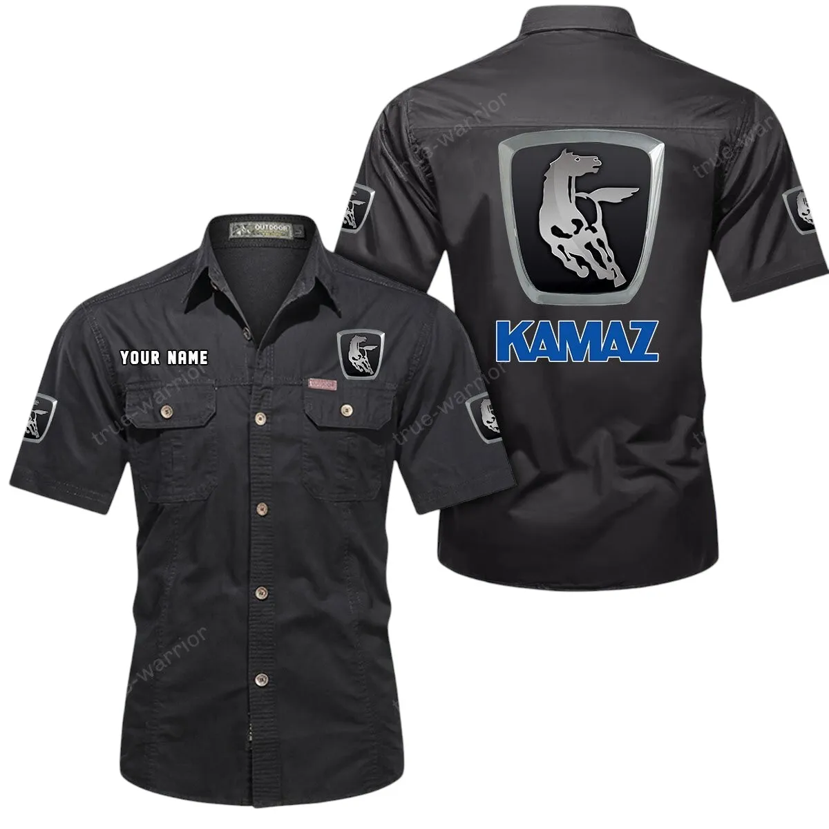 Tractors Lovers Gift Short Sleeved Shirt, Button Up Shirt Exclusive Logo For Car Owners CAR444052625875 - Black