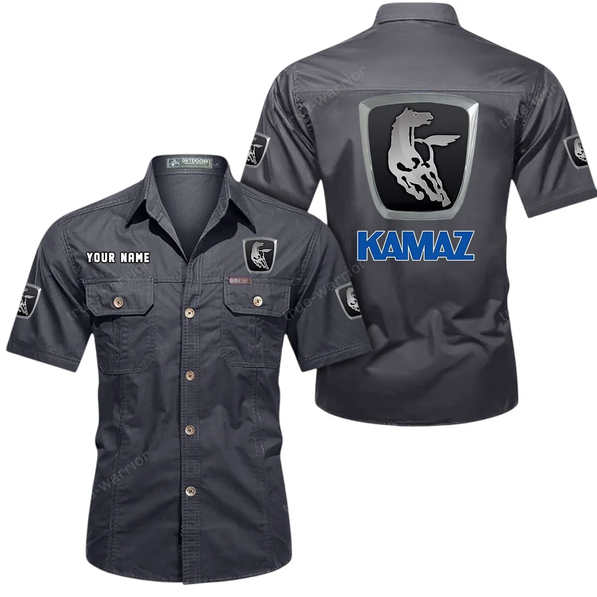 Tractors Lovers Gift Short Sleeved Shirt, Button Up Shirt Exclusive Logo For Car Owners CAR444052625875 - Gray