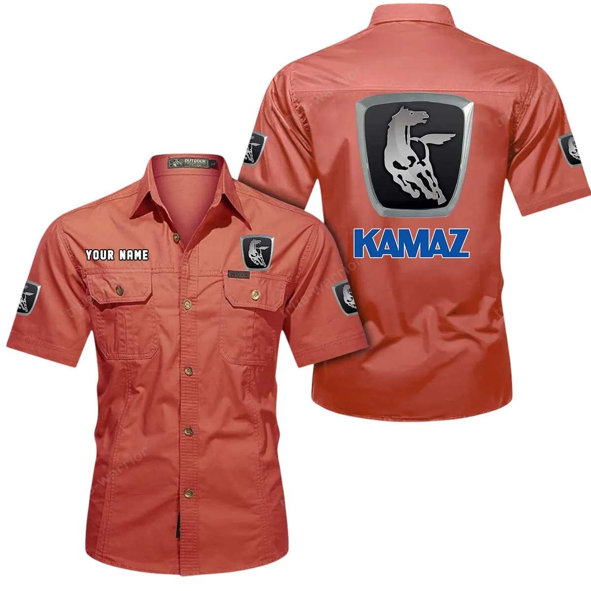 Tractors Lovers Gift Short Sleeved Shirt, Button Up Shirt Exclusive Logo For Car Owners CAR444052625875 - Red