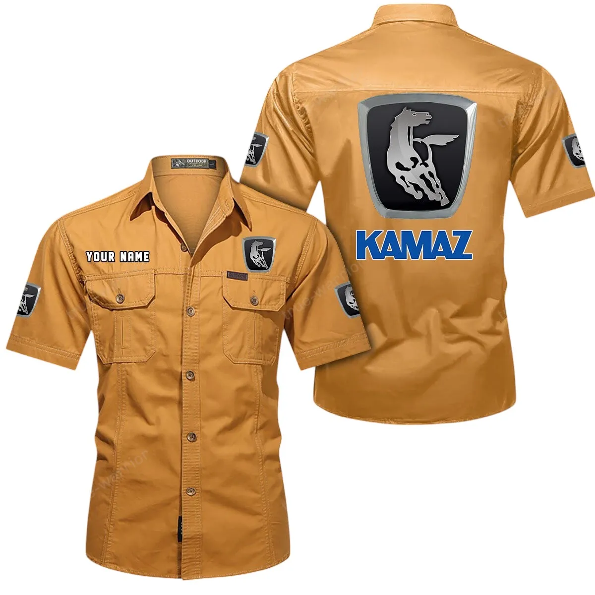 Tractors Lovers Gift Short Sleeved Shirt, Button Up Shirt Exclusive Logo For Car Owners CAR444052625875 - Turmeric