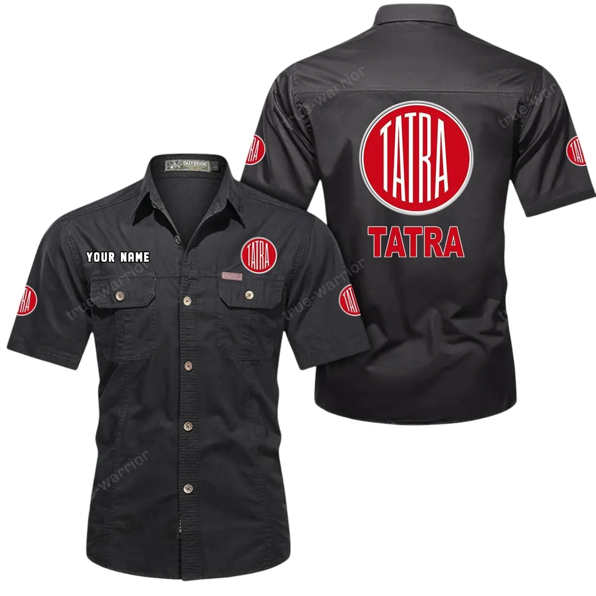 Tractors Lovers Gift Short Sleeved Shirt, Button Up Shirt Exclusive Logo For Car Owners CAR444052625878 - Black