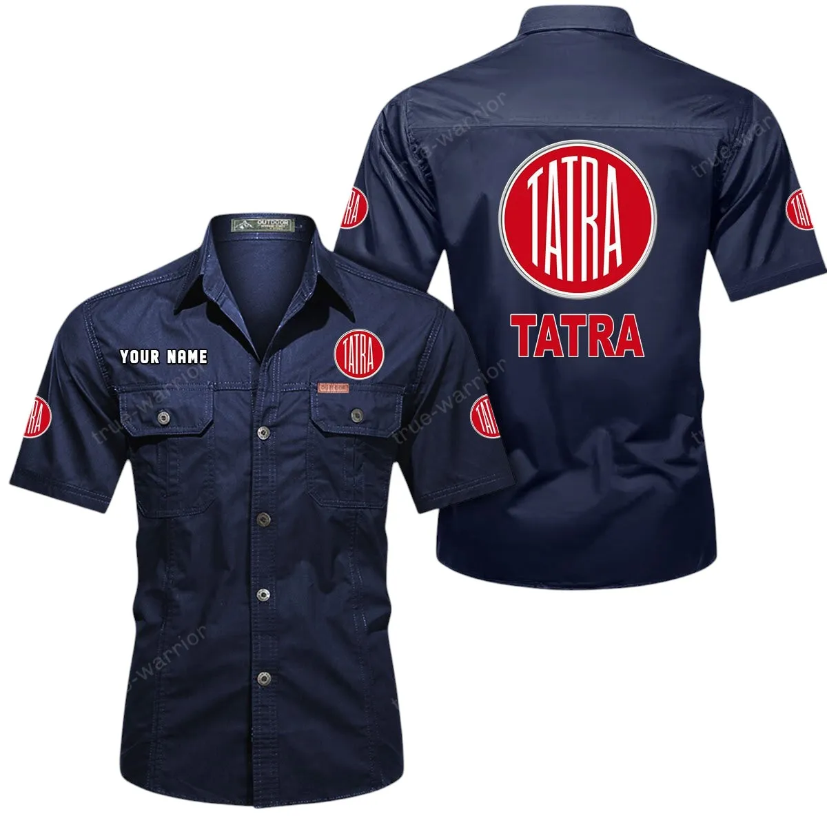 Tractors Lovers Gift Short Sleeved Shirt, Button Up Shirt Exclusive Logo For Car Owners CAR444052625878 - Dark Blue