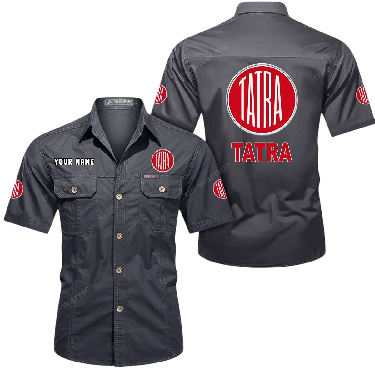 Tractors Lovers Gift Short Sleeved Shirt, Button Up Shirt Exclusive Logo For Car Owners CAR444052625878 - Gray