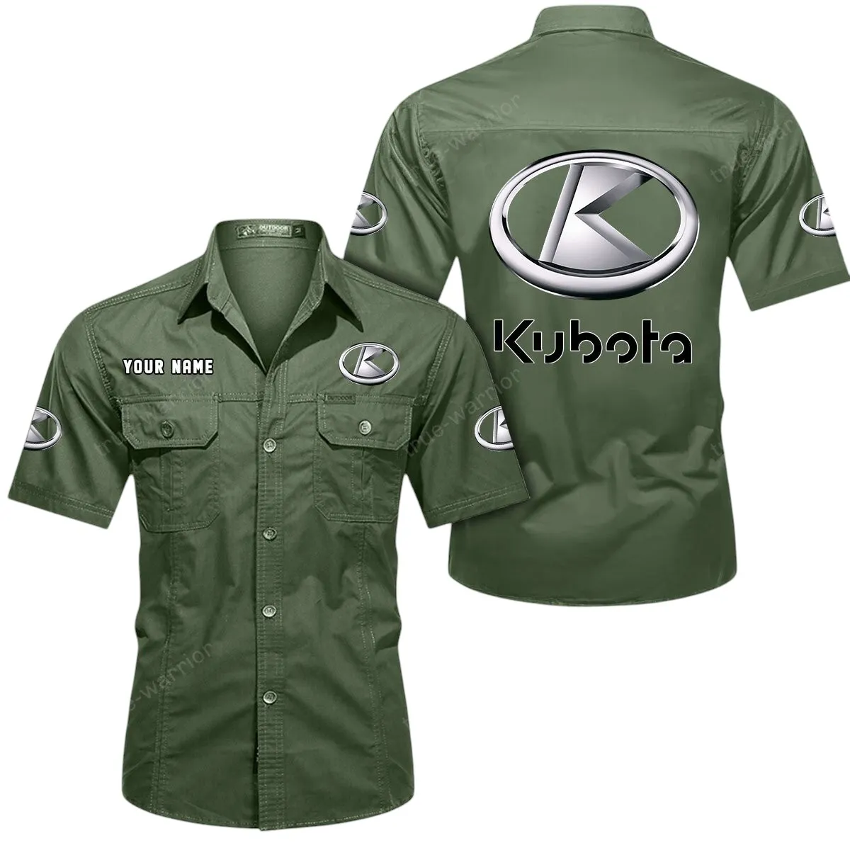 Tractors Lovers Gift Short Sleeved Shirt, Button Up Shirt Exclusive Logo For Car Owners CAR444052625910 - Army Green
