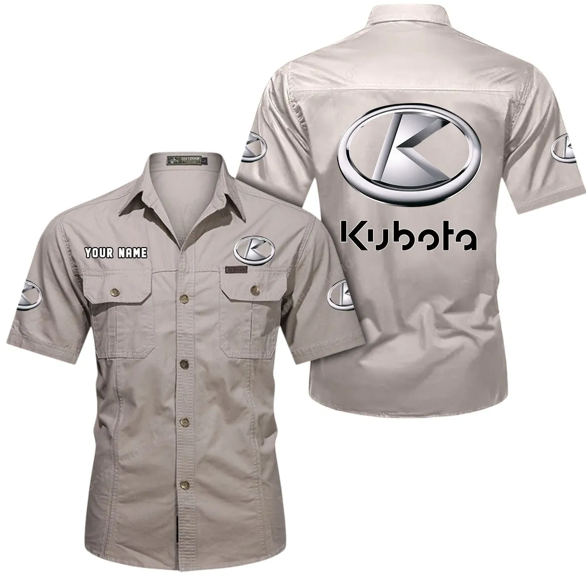 Tractors Lovers Gift Short Sleeved Shirt, Button Up Shirt Exclusive Logo For Car Owners CAR444052625910 - Beige