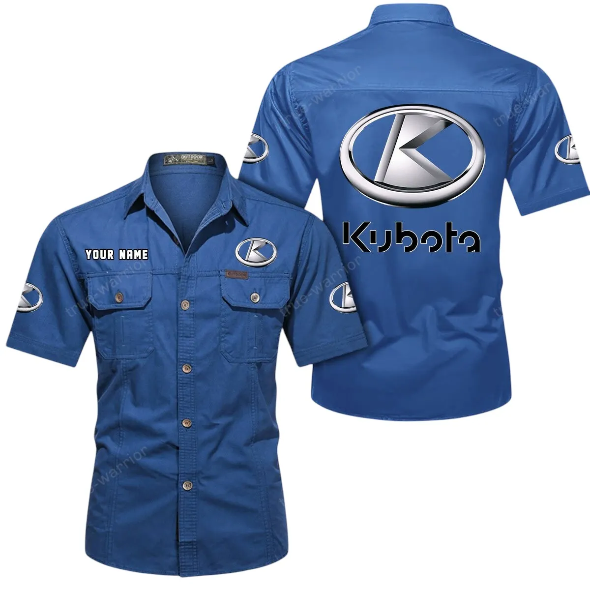 Tractors Lovers Gift Short Sleeved Shirt, Button Up Shirt Exclusive Logo For Car Owners CAR444052625910 - Cowboy Blue