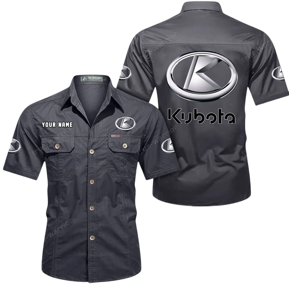 Tractors Lovers Gift Short Sleeved Shirt, Button Up Shirt Exclusive Logo For Car Owners CAR444052625910 - Gray