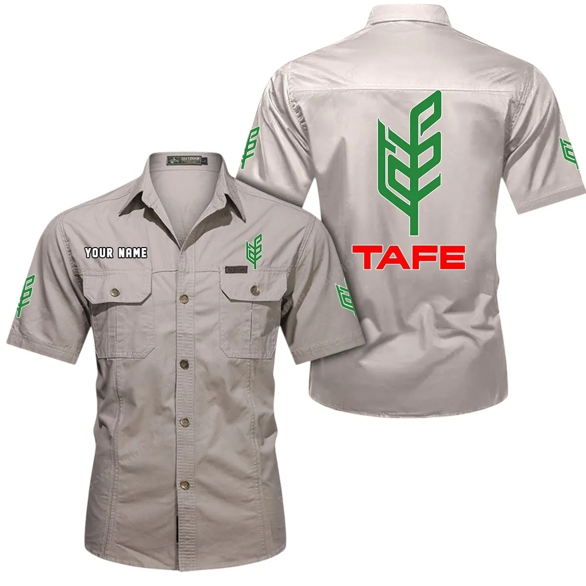 Tractors Lovers Gift Short Sleeved Shirt, Button Up Shirt Exclusive Logo For Car Owners CAR444052625911 - Beige