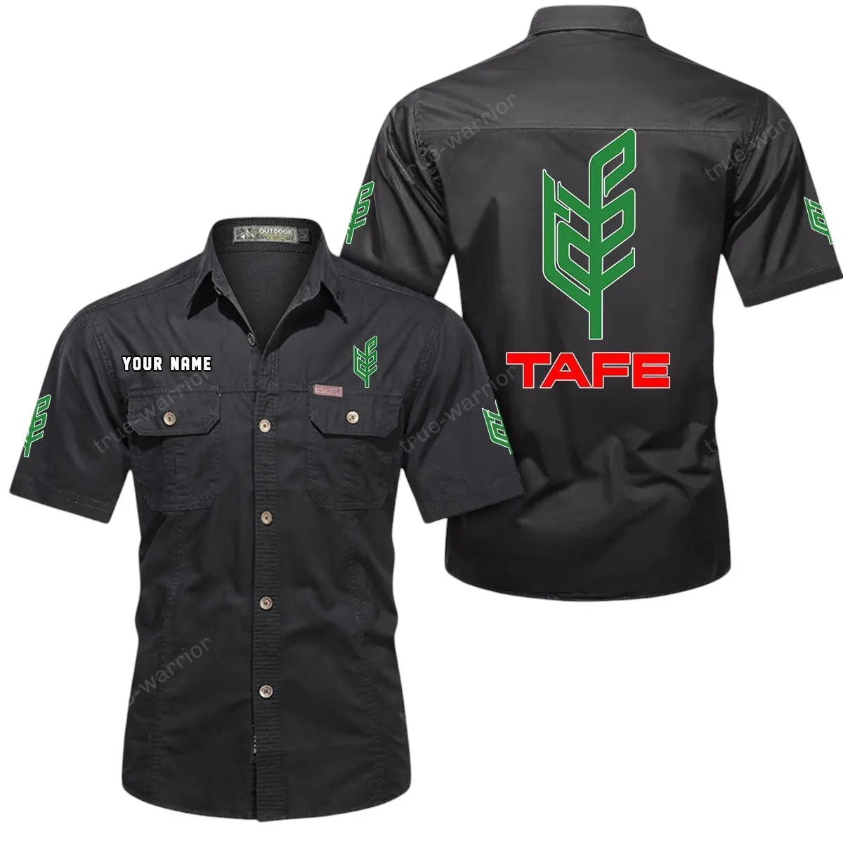 Tractors Lovers Gift Short Sleeved Shirt, Button Up Shirt Exclusive Logo For Car Owners CAR444052625911 - Black