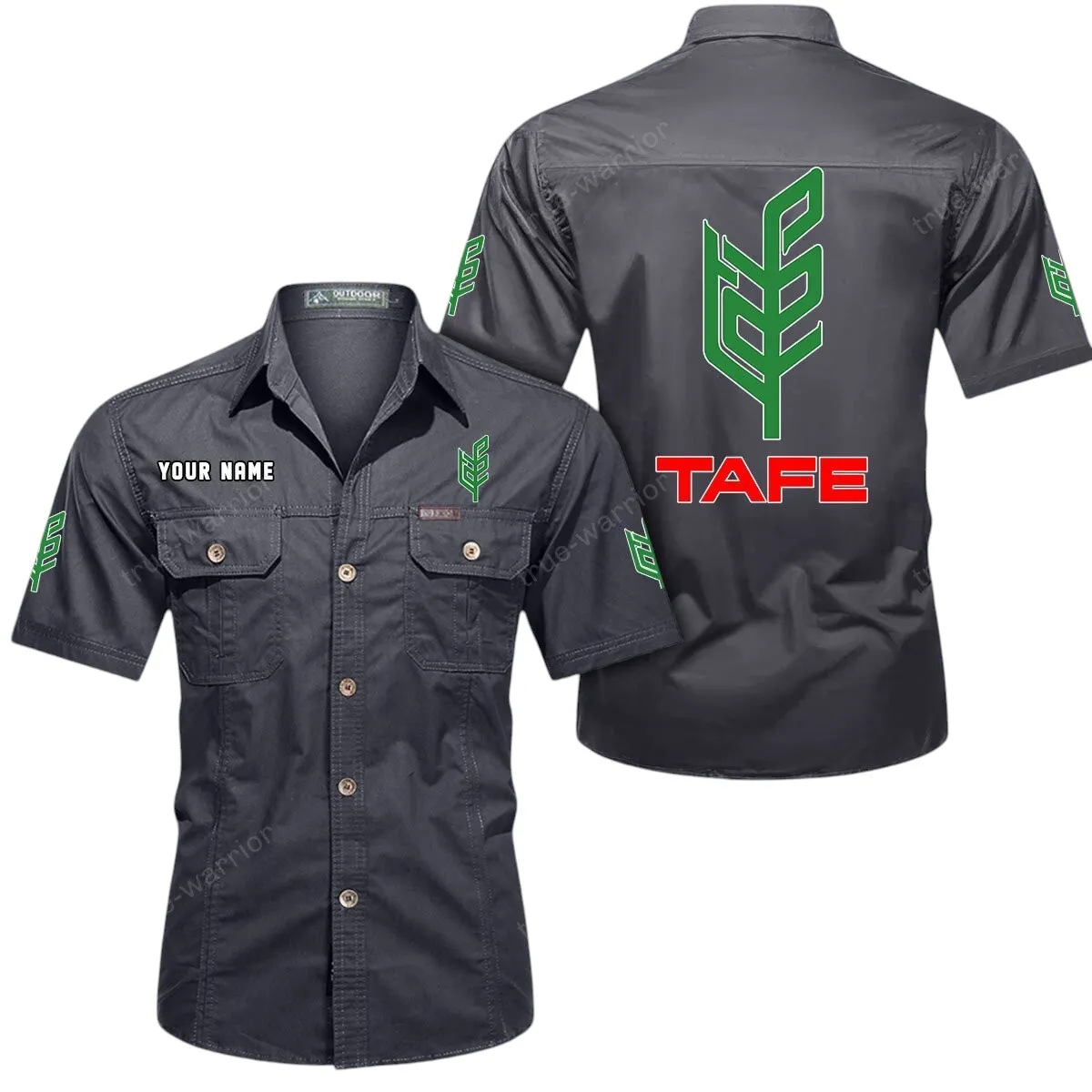 Tractors Lovers Gift Short Sleeved Shirt, Button Up Shirt Exclusive Logo For Car Owners CAR444052625911 - Gray