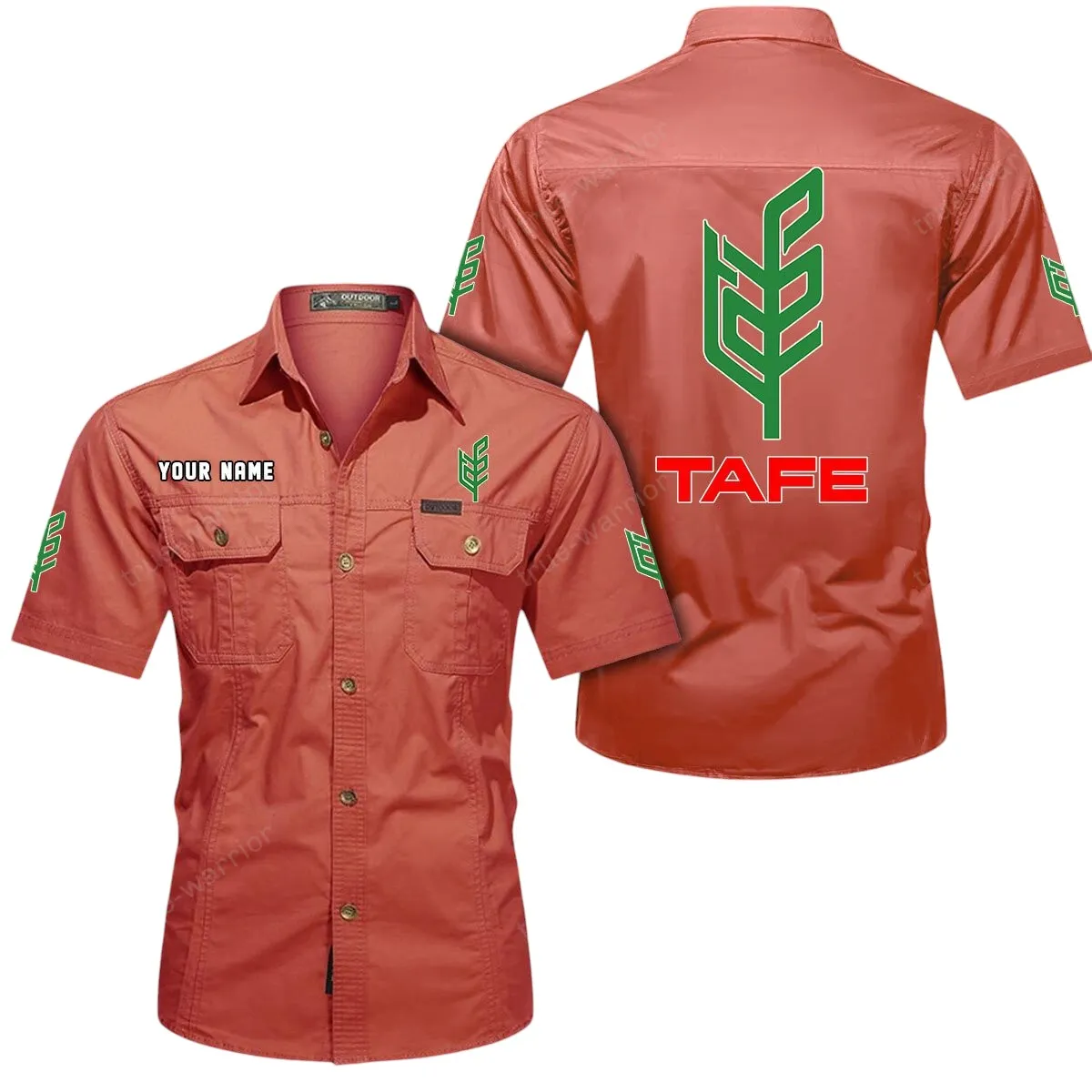 Tractors Lovers Gift Short Sleeved Shirt, Button Up Shirt Exclusive Logo For Car Owners CAR444052625911 - Red