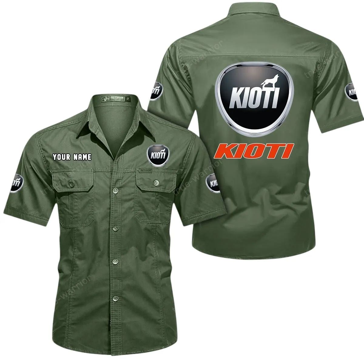 Tractors Lovers Gift Short Sleeved Shirt, Button Up Shirt Exclusive Logo For Car Owners CAR444052625934 - Army Green