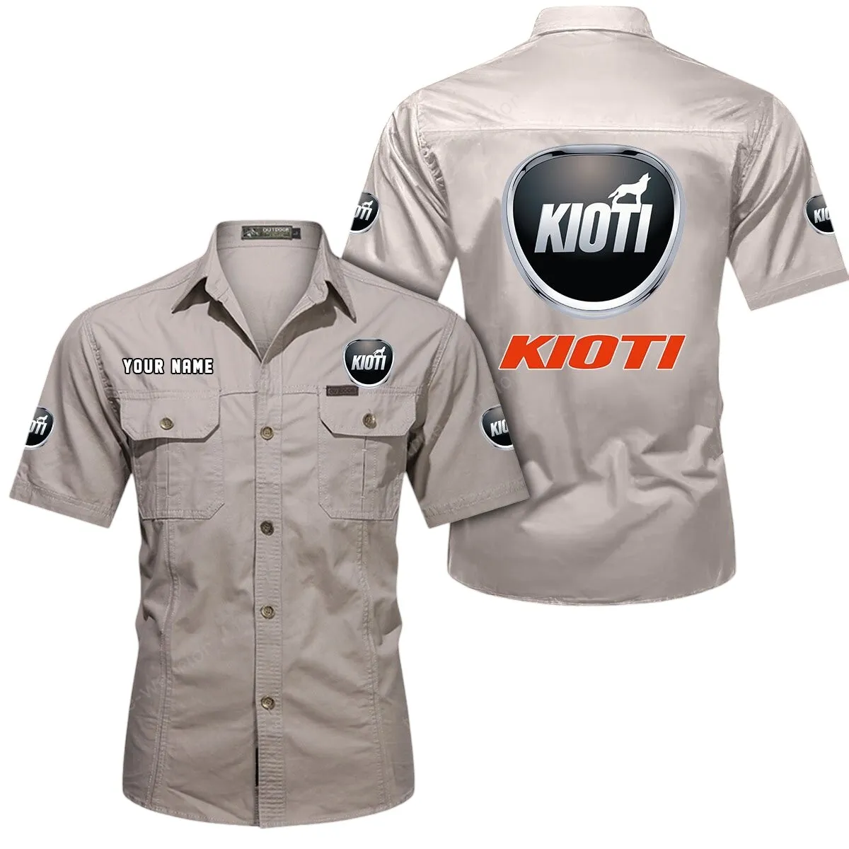 Tractors Lovers Gift Short Sleeved Shirt, Button Up Shirt Exclusive Logo For Car Owners CAR444052625934 - Beige