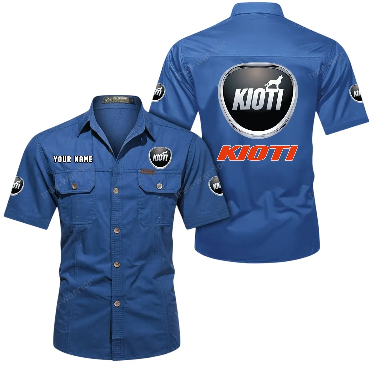 Tractors Lovers Gift Short Sleeved Shirt, Button Up Shirt Exclusive Logo For Car Owners CAR444052625934 - Cowboy Blue