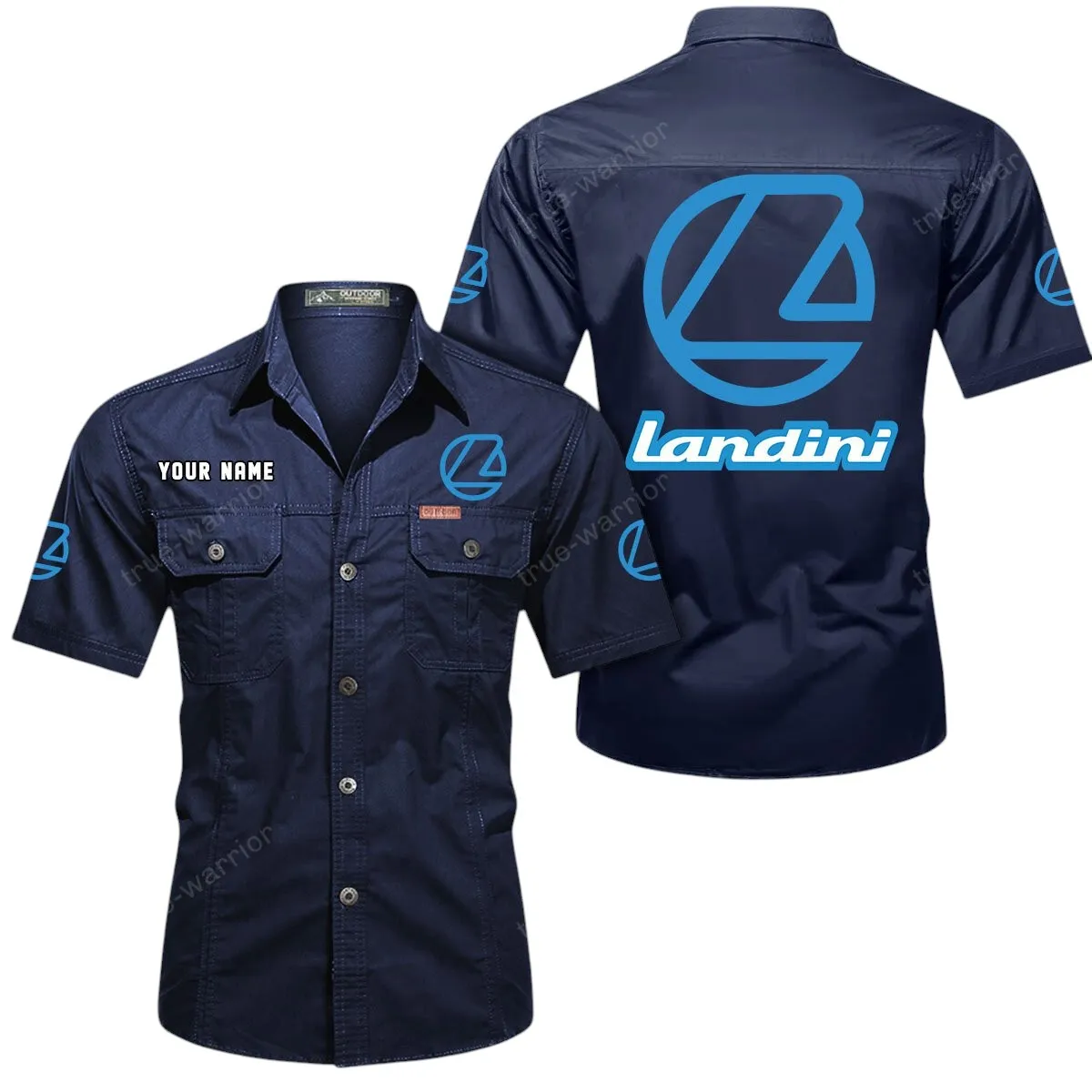 Tractors Lovers Gift Short Sleeved Shirt, Button Up Shirt Exclusive Logo For Car Owners CAR444052625956 - Dark Blue