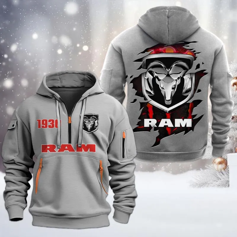 Truck Lovers Gift Hoodie Half Zipper, Hoodie All Over Print Gift For Car Owners CAR198032779 - Gray