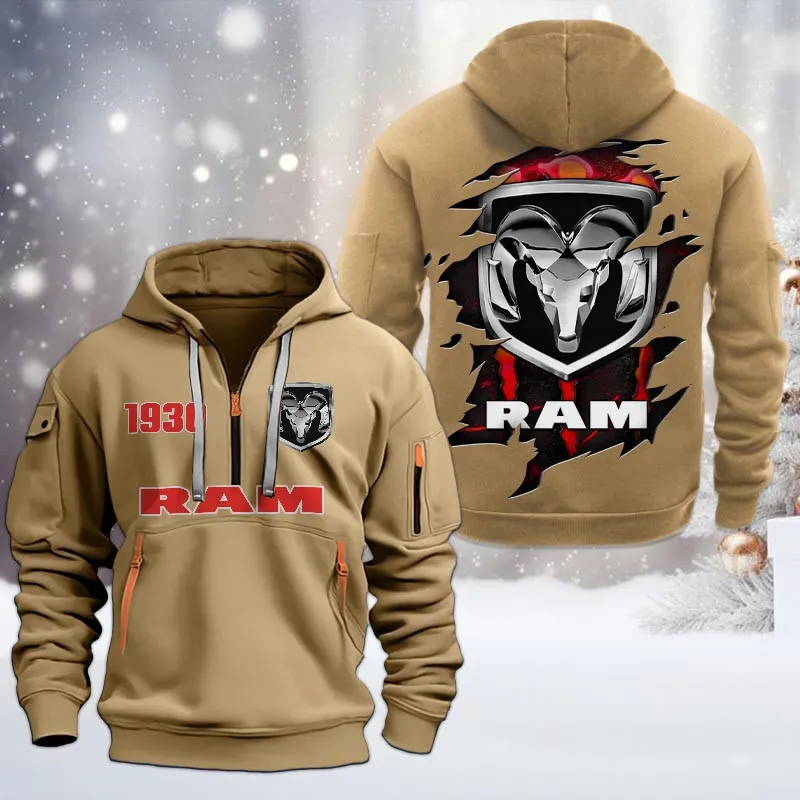 Truck Lovers Gift Hoodie Half Zipper, Hoodie All Over Print Gift For Car Owners CAR198032779 - Khaki