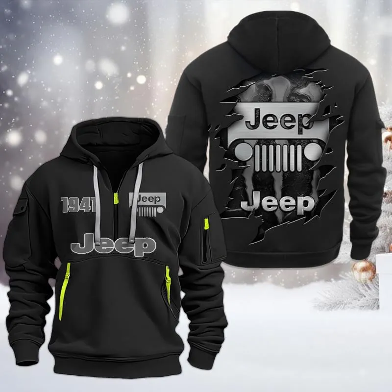 Truck Lovers Gift Hoodie Half Zipper, Hoodie All Over Print Gift For Car Owners CAR198032781 - Black