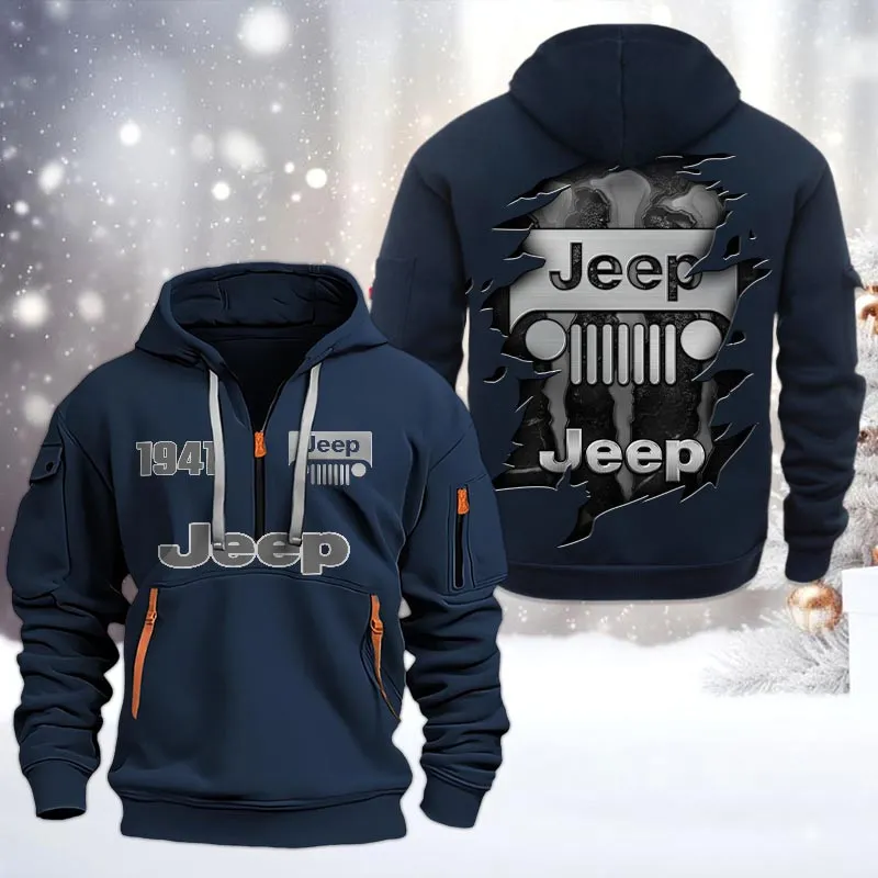 Truck Lovers Gift Hoodie Half Zipper, Hoodie All Over Print Gift For Car Owners CAR198032781 - Navy