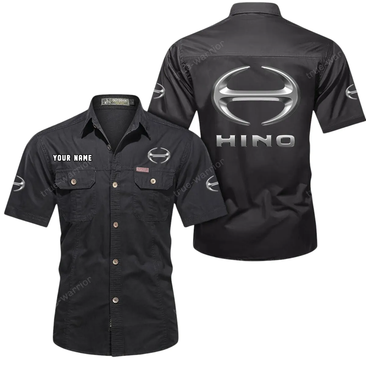 Truck Lovers Gift Short Sleeved Shirt, Button Up Shirt Exclusive Logo For Car Owners CAR444052625903 - Black