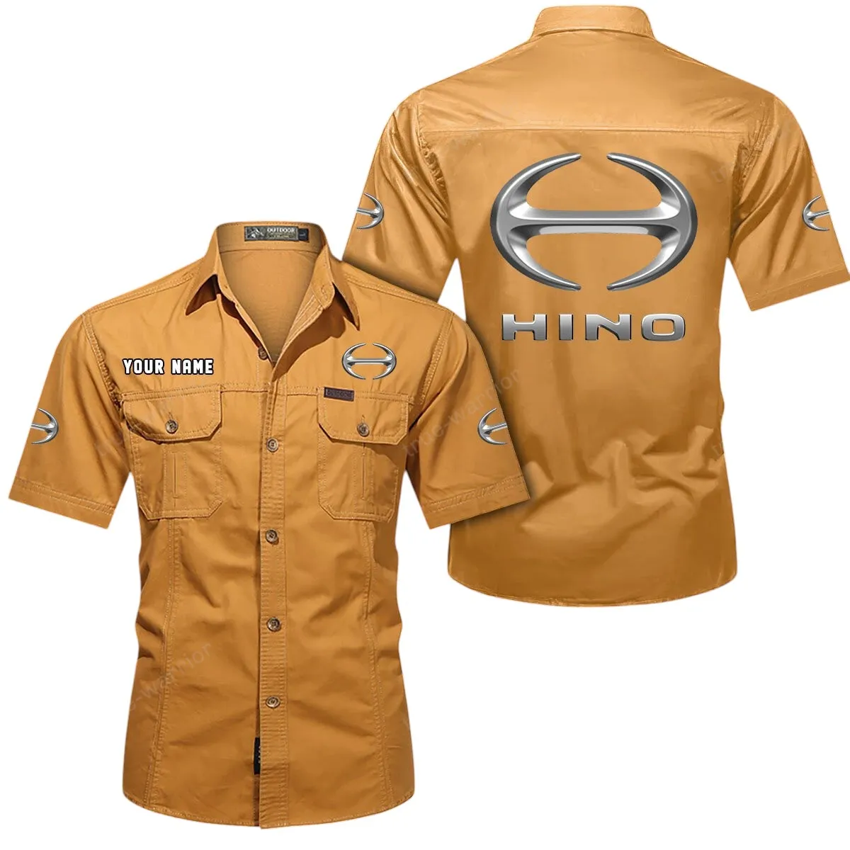 Truck Lovers Gift Short Sleeved Shirt, Button Up Shirt Exclusive Logo For Car Owners CAR444052625903 - Turmeric