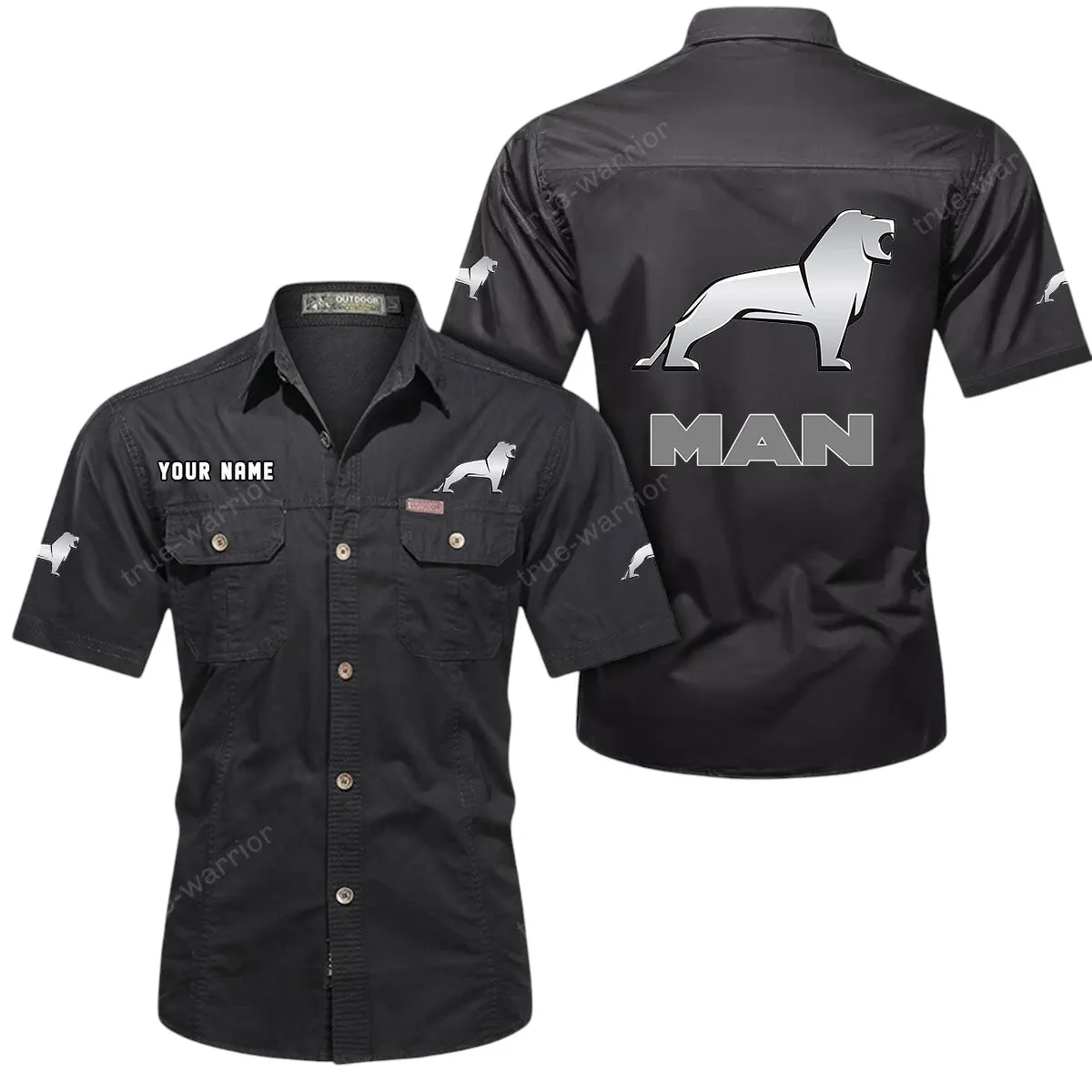 Truck Lovers Gift Short Sleeved Shirt, Button Up Shirt Exclusive Logo For Car Owners CAR444052625923 - Black