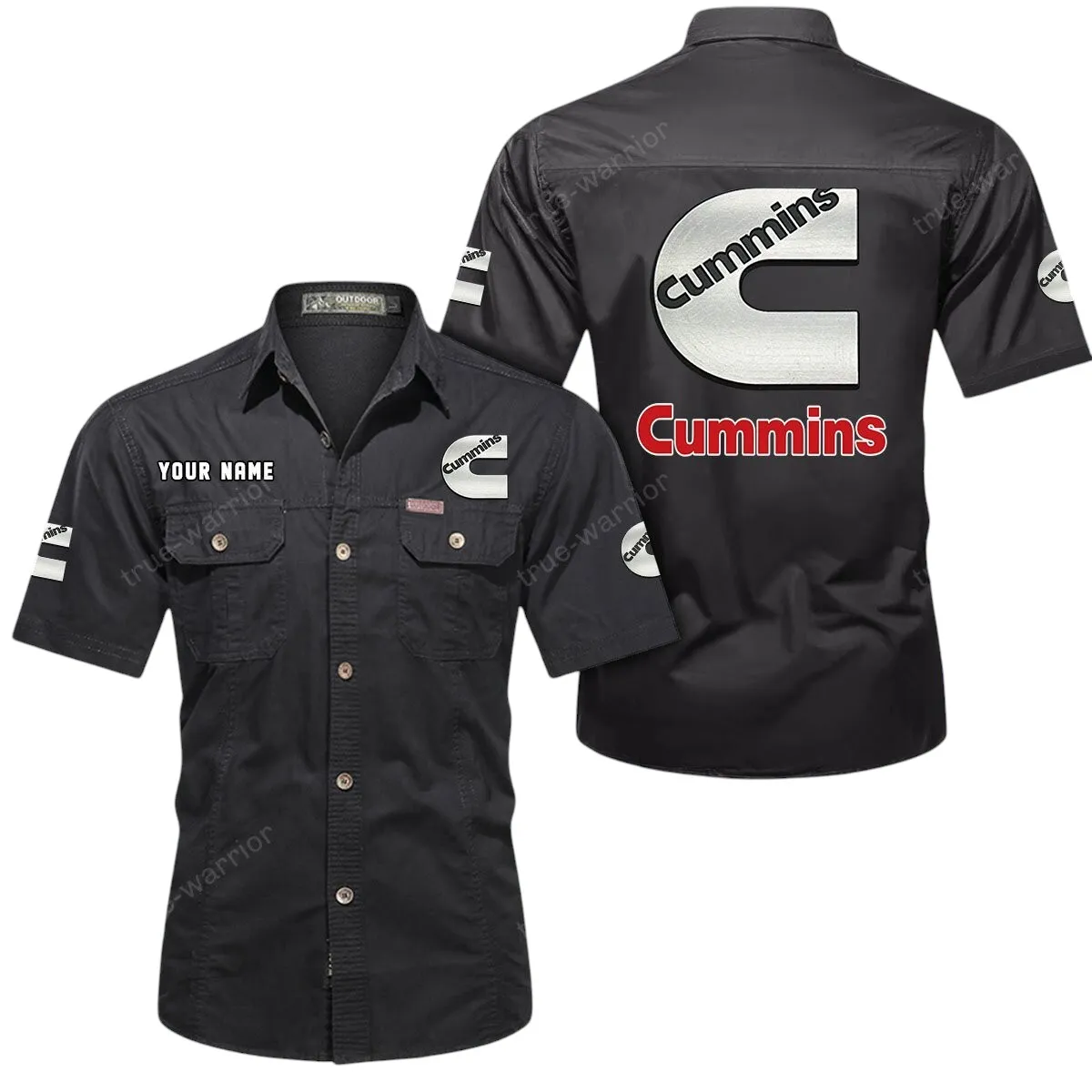 Truck Lovers Gift Short Sleeved Shirt, Button Up Shirt Exclusive Logo For Car Owners CAR444052625952 - Black