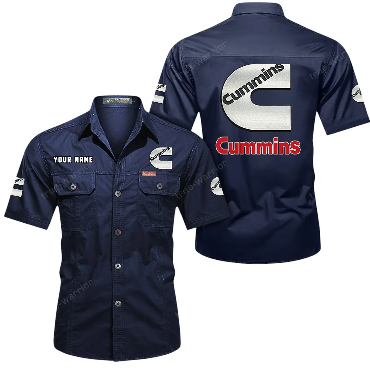 Truck Lovers Gift Short Sleeved Shirt, Button Up Shirt Exclusive Logo For Car Owners CAR444052625952 - Dark Blue
