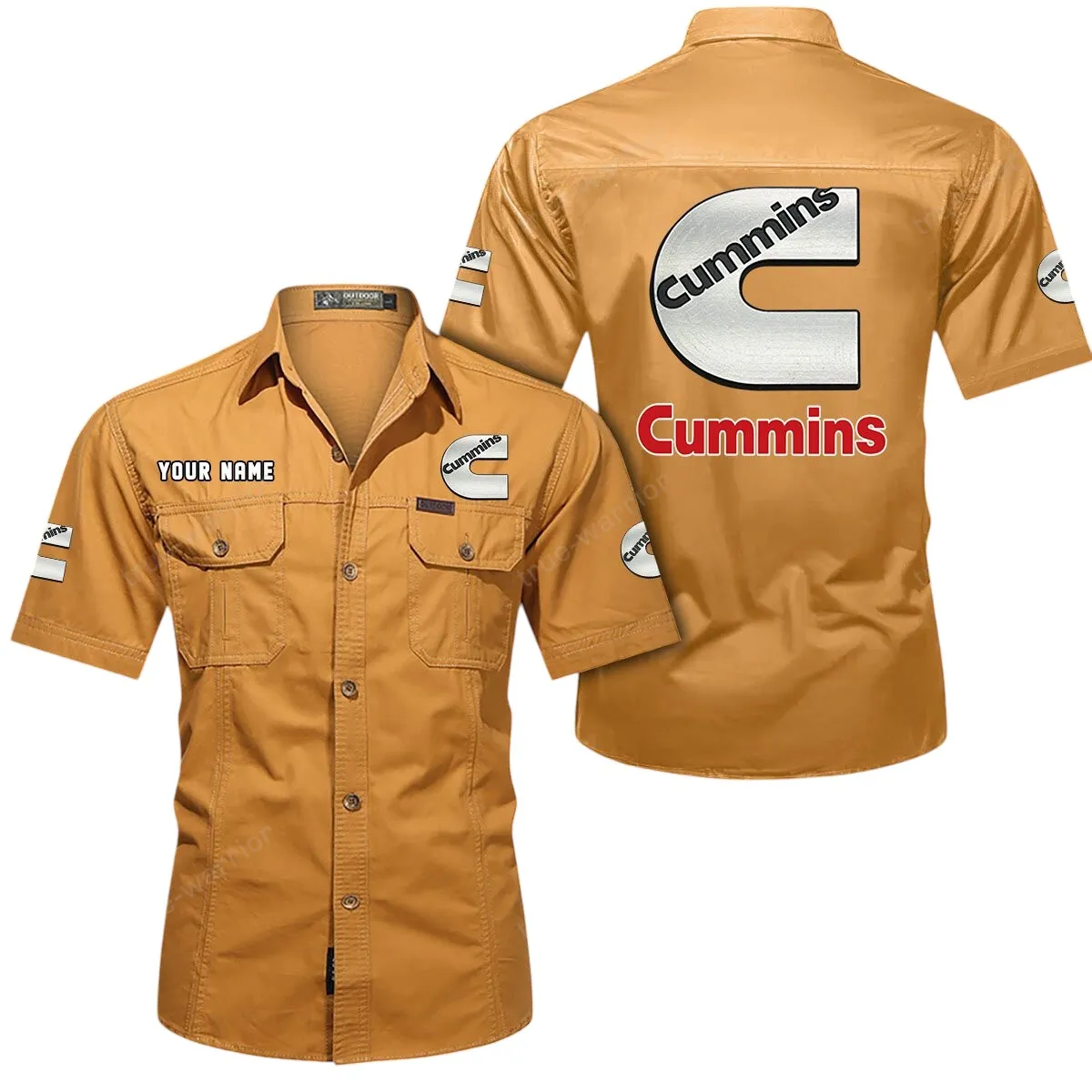 Truck Lovers Gift Short Sleeved Shirt, Button Up Shirt Exclusive Logo For Car Owners CAR444052625952 - Turmeric