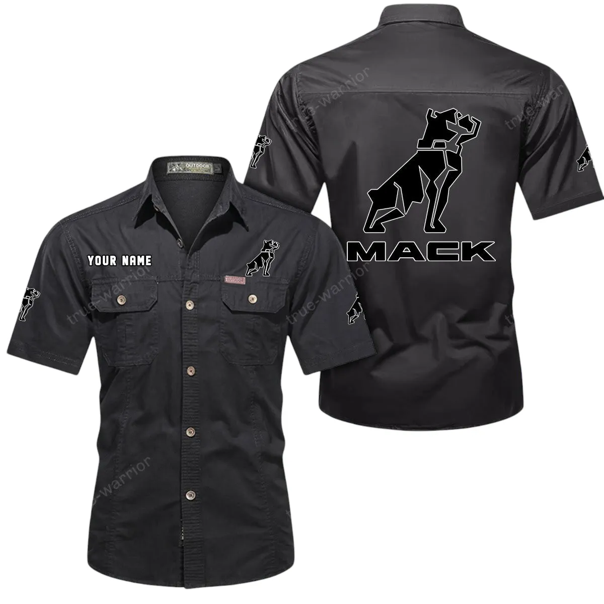 Trucks Lovers Gift Short Sleeved Shirt, Button Up Shirt Exclusive Logo For Car Owners CAR444052625877 - Black