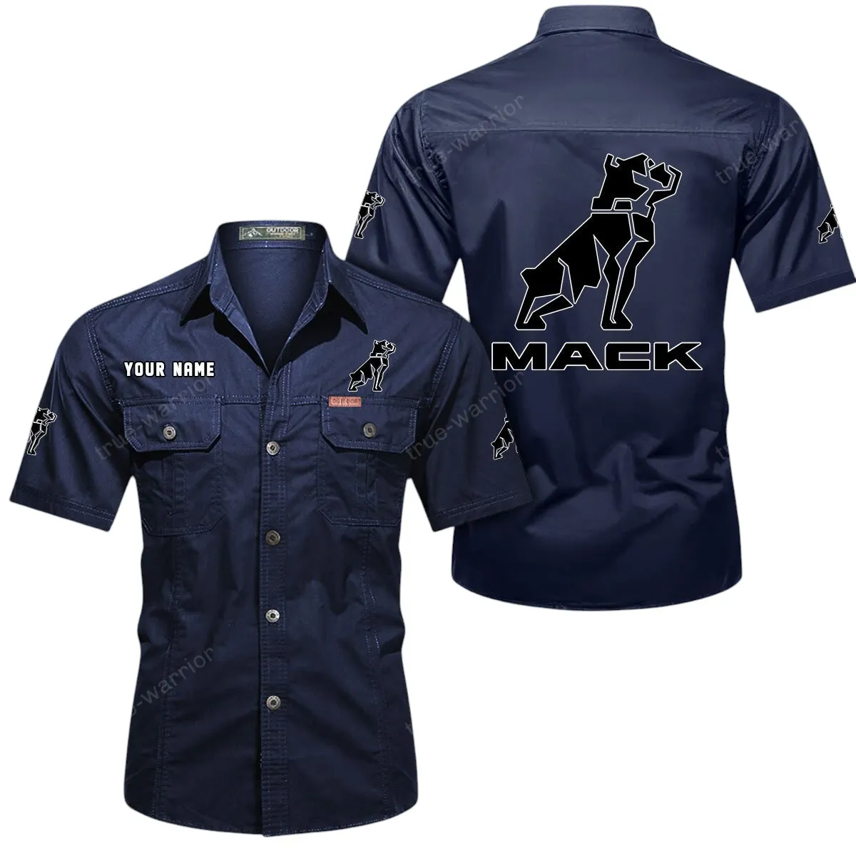 Trucks Lovers Gift Short Sleeved Shirt, Button Up Shirt Exclusive Logo For Car Owners CAR444052625877 - Dark Blue