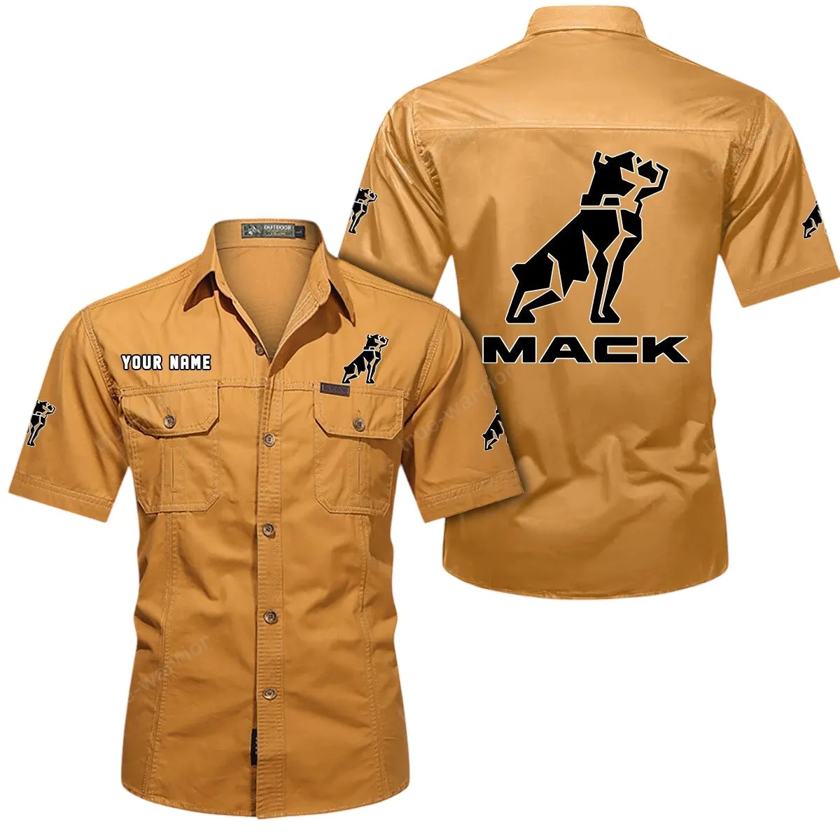 Trucks Lovers Gift Short Sleeved Shirt, Button Up Shirt Exclusive Logo For Car Owners CAR444052625877 - Turmeric