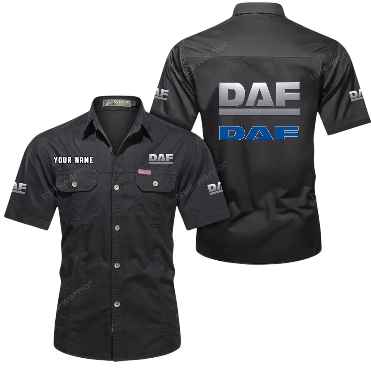 Trucks Lovers Gift Short Sleeved Shirt, Button Up Shirt Exclusive Logo For Car Owners CAR444052625886 - Black