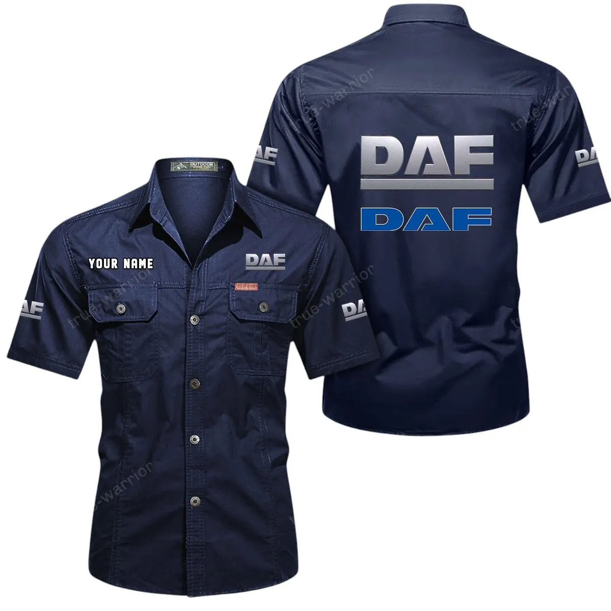 Trucks Lovers Gift Short Sleeved Shirt, Button Up Shirt Exclusive Logo For Car Owners CAR444052625886 - Dark Blue
