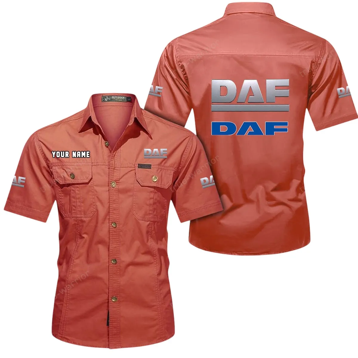 Trucks Lovers Gift Short Sleeved Shirt, Button Up Shirt Exclusive Logo For Car Owners CAR444052625886 - Red