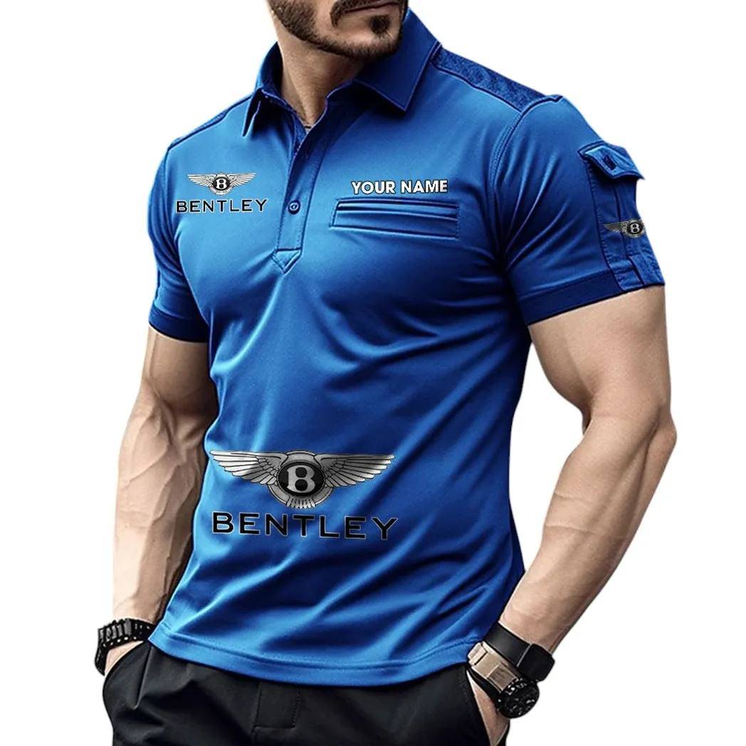 Vintage Car Fans Gift Pocket Polo Shirt, Polo Shirt Exclusive Logo For Vintage Car Fan, Custom Name CAR450051325363 - Blue