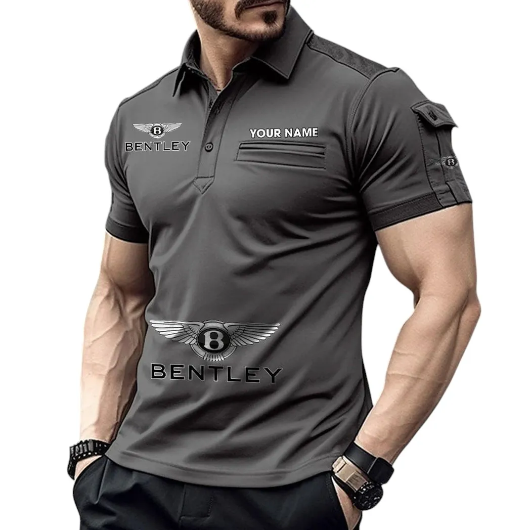 Vintage Car Fans Gift Pocket Polo Shirt, Polo Shirt Exclusive Logo For Vintage Car Fan, Custom Name CAR450051325363 - Gray