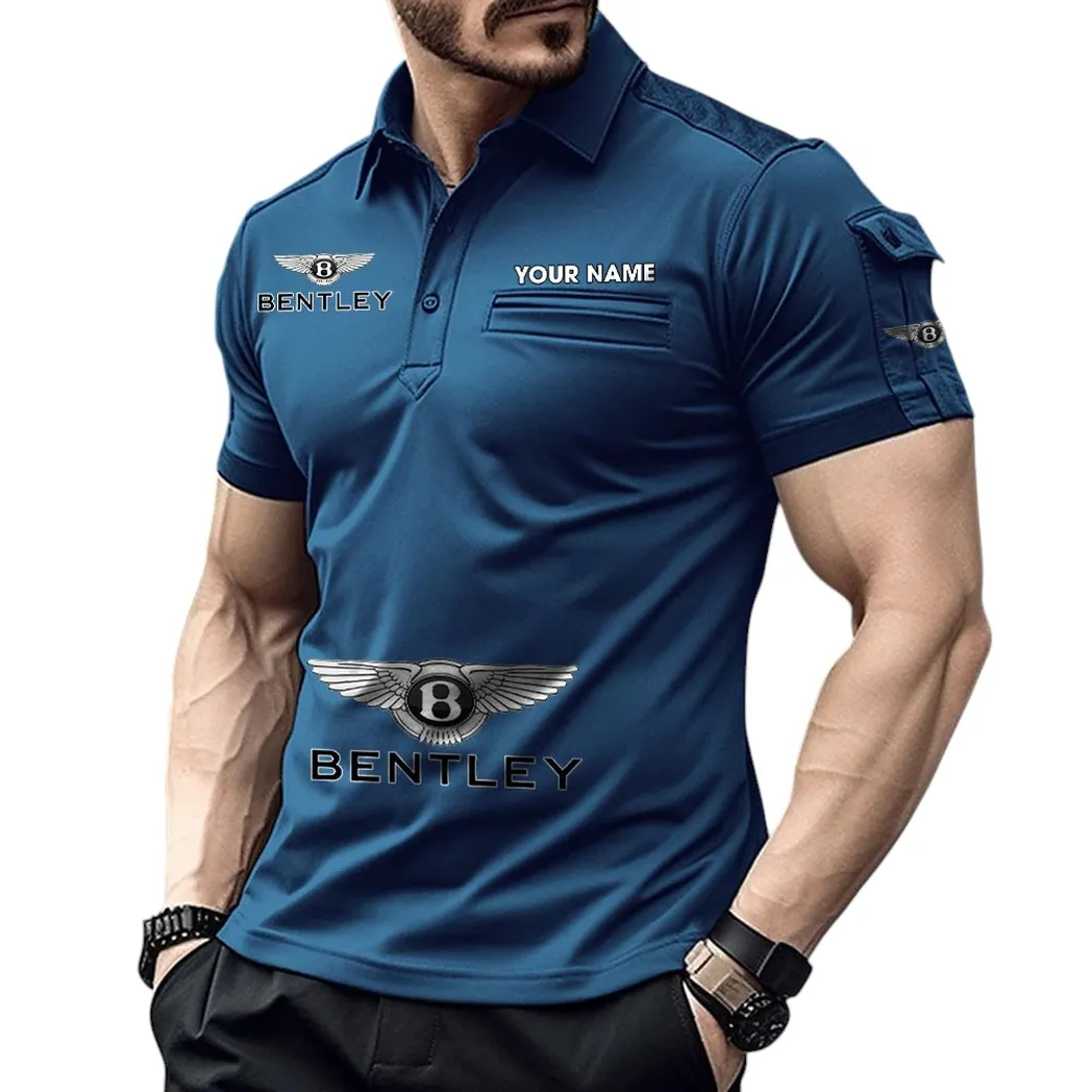 Vintage Car Fans Gift Pocket Polo Shirt, Polo Shirt Exclusive Logo For Vintage Car Fan, Custom Name CAR450051325363 - Navy Blue
