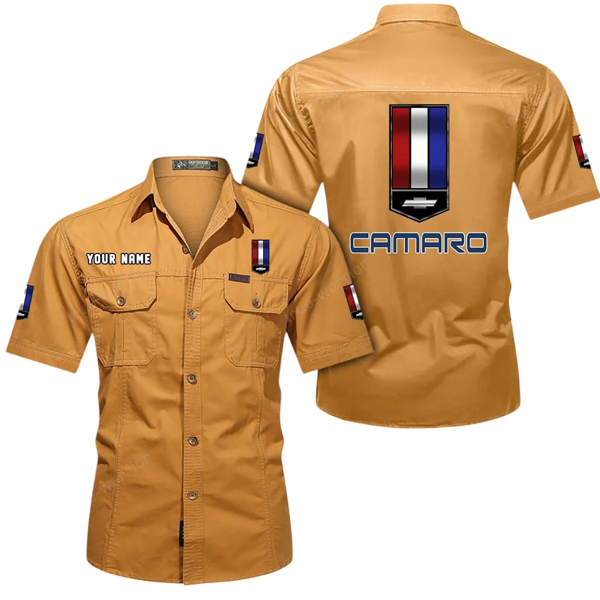 Vintage Car Lovers Gift Short Sleeved Shirt, Button Up Shirt Exclusive Logo For Car Owners CAR444052625838 - Turmeric