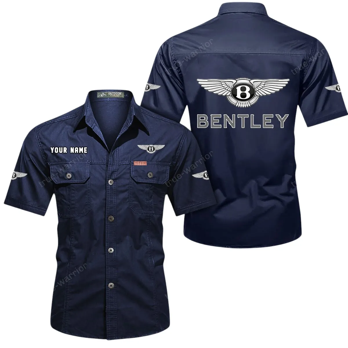 Vintage Car Lovers Gift Short Sleeved Shirt, Button Up Shirt Exclusive Logo For Car Owners CAR444052625843 - Dark Blue