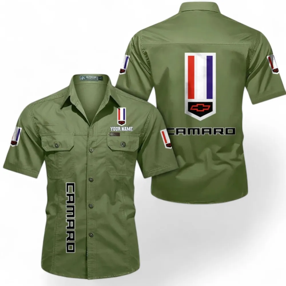 Vintage Car Short Sleeved Shirt, Button up Shirt Exclusive Logo For Car Owners, Custom Name CAR392072125817-Fruit Green