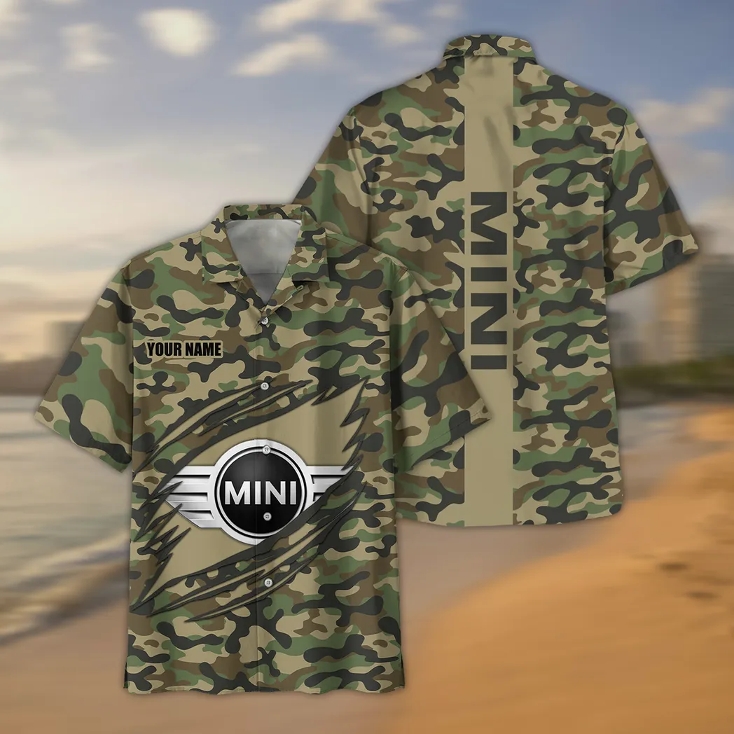 Vintage City Car Lovers Gift Hawaiian Shirt, Button up Shirt Camo Style For Car Owners, Custom Name CAR210040825723