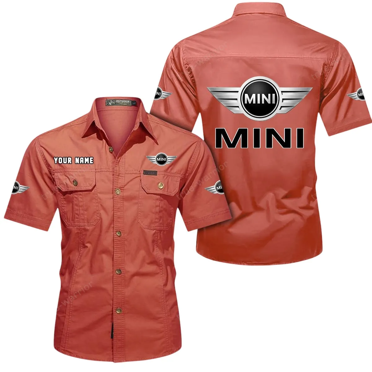 Vintage City Car Lovers Gift Short Sleeved Shirt, Button Up Shirt Exclusive Logo For Car Owners CAR444052625783 - Red