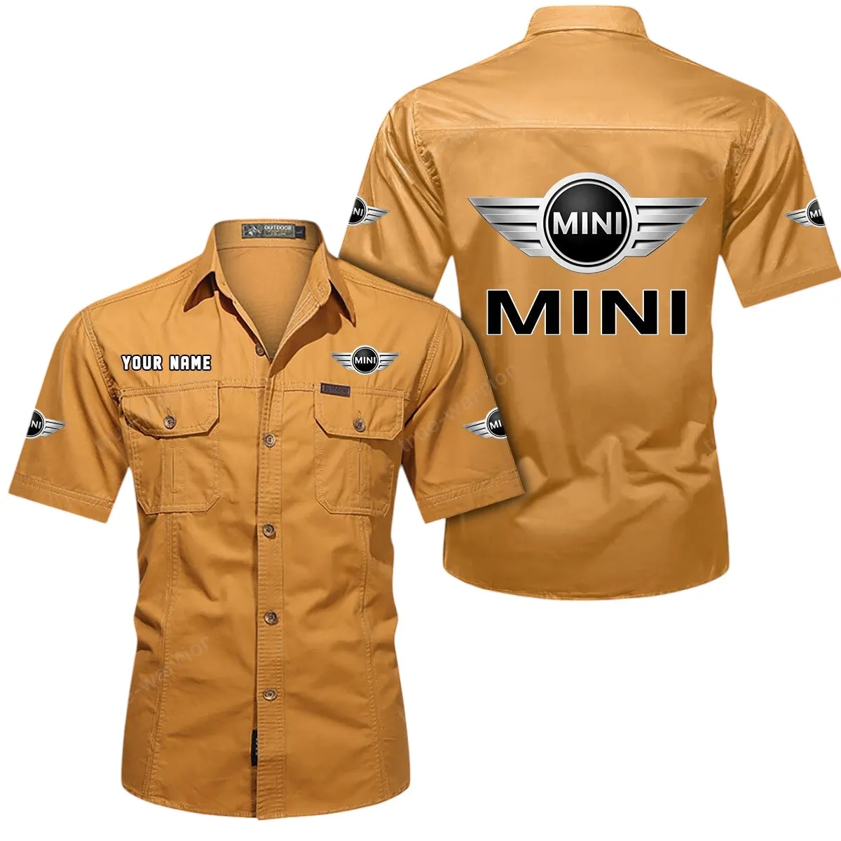 Vintage City Car Lovers Gift Short Sleeved Shirt, Button Up Shirt Exclusive Logo For Car Owners CAR444052625783 - Turmeric