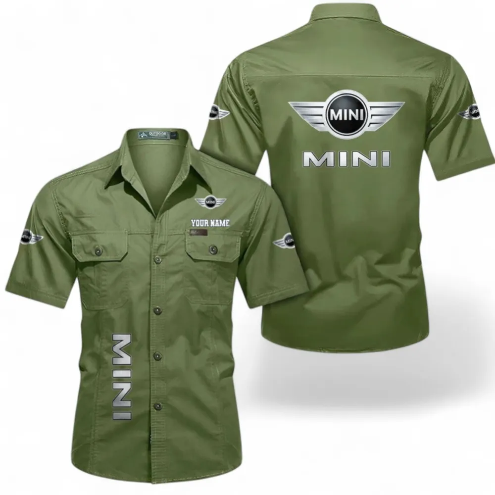 Vintage City Car Short Sleeved Shirt, Button up Shirt Exclusive Logo For Car Owners, Custom Name CAR392072125821-Fruit Green